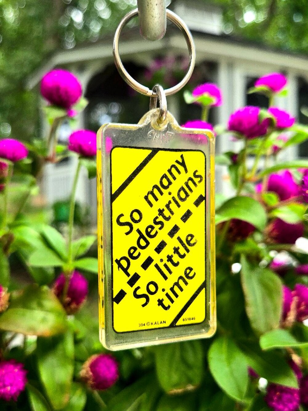 Vintage 1990s Kalan Acrylic Gag Keychain – "So Many Pedestrians, So Little Time"